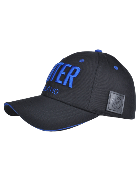 Cappello Baseball Junior Ricamo E Patch Pelle Nero 100%co Inter - Imma Italy