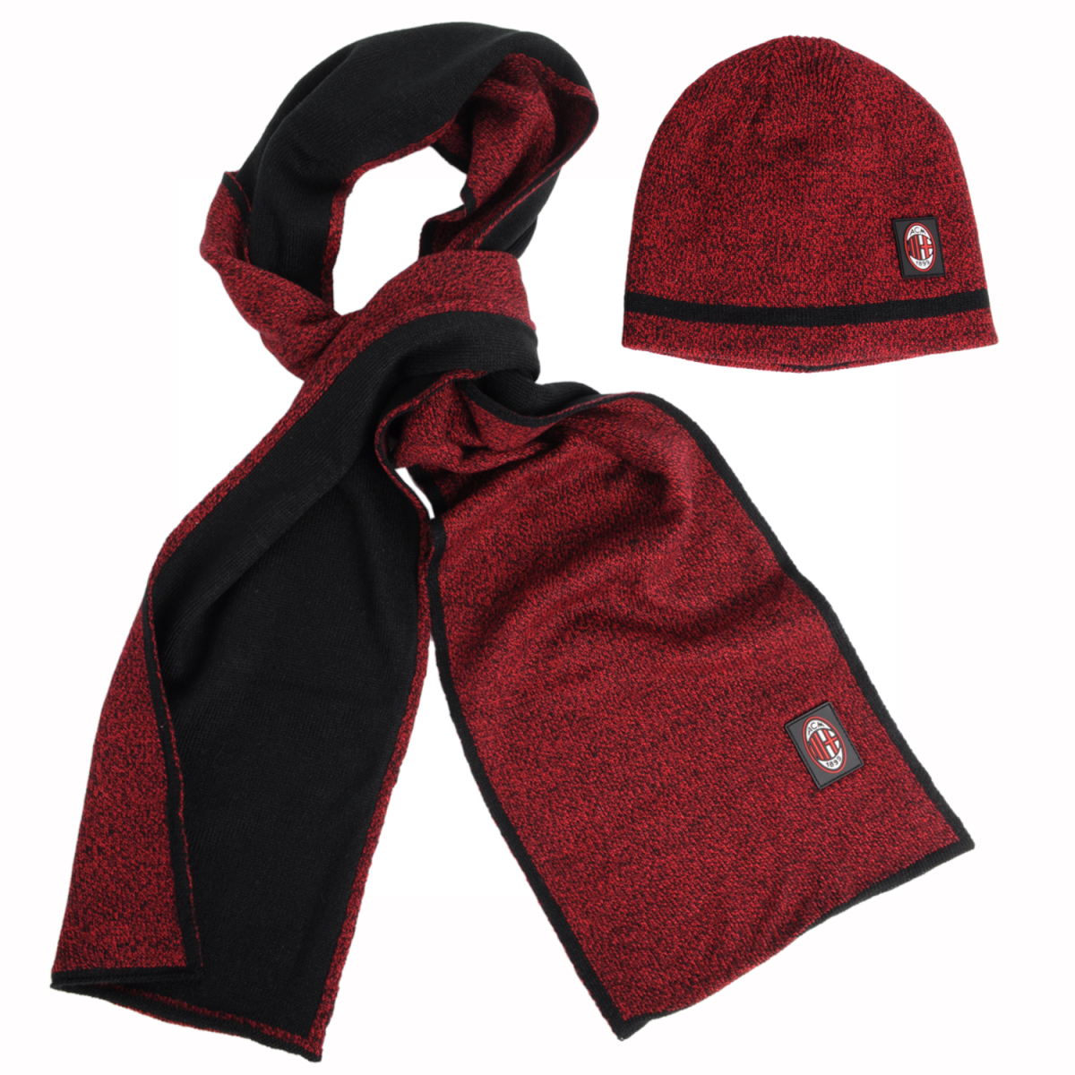 Set Cappello Cuffia Reversibile E Sciarpa 100%pc Milan - Imma Italy