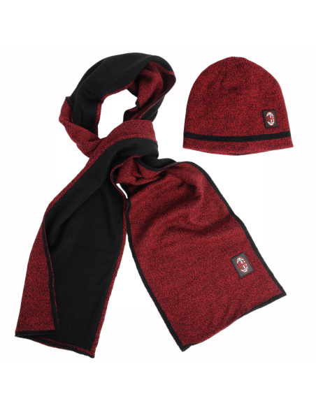 Set Cappello Cuffia Reversibile E Sciarpa 100%pc Milan - Imma Italy