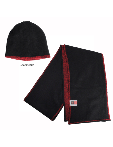 Set Cappello Cuffia Reversibile E Sciarpa 100%pc Milan - Imma Italy