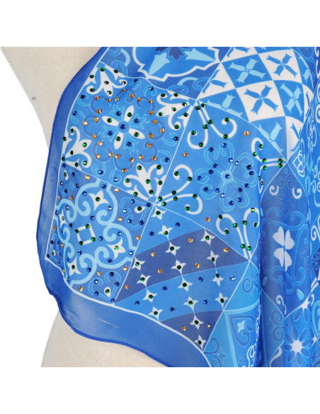 Pareo Georgette Dis 3 Hq 100%pl Aqua Di Mare - Imma Italy