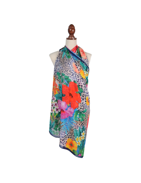 Pareo Georgette Dis 7 Hq 100%pl Aqua Di Mare - Imma Italy