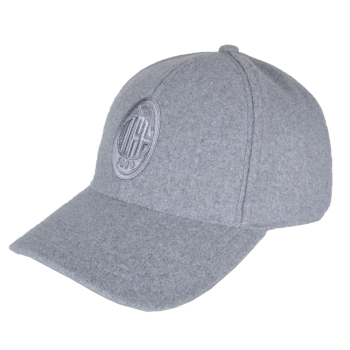CAPPELLO BASEBALL FELTRO RICAMO GRIGIO 100%PL MILAN 2
