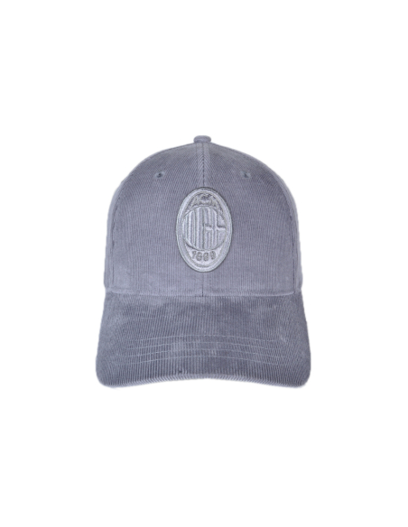 CAPPELLO BASEBALL VELLUTO RICAMO GRIGIO 100%CO MILAN