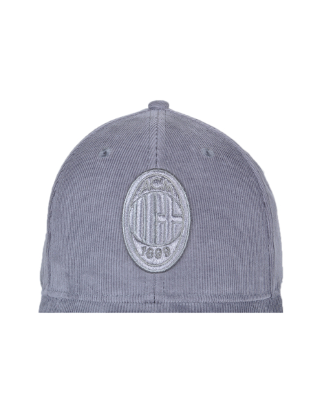 CAPPELLO BASEBALL VELLUTO RICAMO GRIGIO 100%CO MILAN