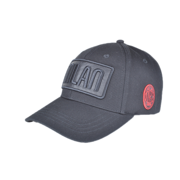 CAPPELLO BASEBALL PATCH PELLE RICAMATO 100%CO MILAN 2