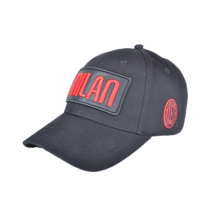 CAPPELLO BASEBALL PATCH PELLE RICAMATO 100%CO MILAN 2