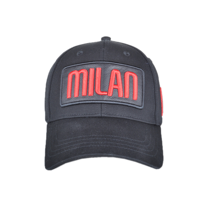 CAPPELLO BASEBALL PATCH PELLE RICAMATO 100%CO MILAN
