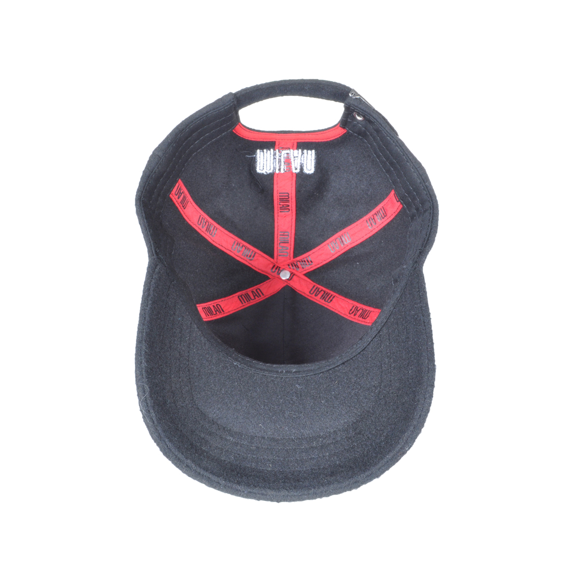 CAPPELLO BASEBALL FELTRO RICAMO NERO 100%PL MILAN