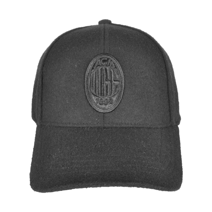 CAPPELLO BASEBALL FELTRO RICAMO NERO 100%PL MILAN
