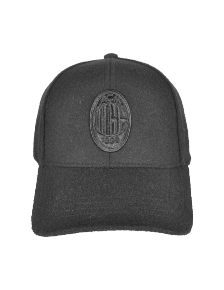 CAPPELLO BASEBALL FELTRO RICAMO NERO 100%PL MILAN