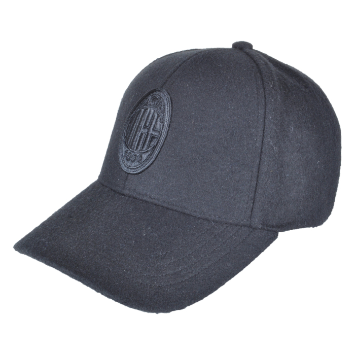 CAPPELLO BASEBALL FELTRO RICAMO NERO 100%PL MILAN 2