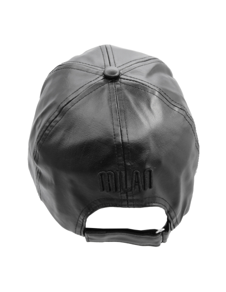 CAPPELLO BASEBALL ECOPELLE RICAMO NERO 100%PU MILAN