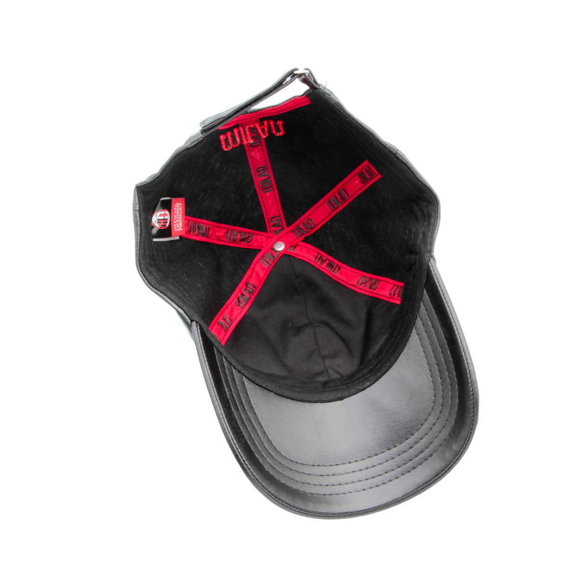 CAPPELLO BASEBALL ECOPELLE RICAMO ROSSO 100%PU MILAN