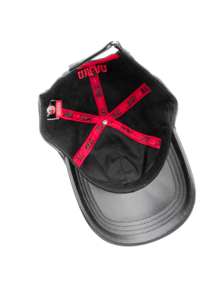 CAPPELLO BASEBALL ECOPELLE RICAMO ROSSO 100%PU MILAN
