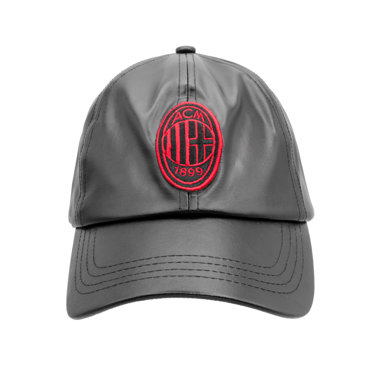 CAPPELLO BASEBALL ECOPELLE RICAMO ROSSO 100%PU MILAN