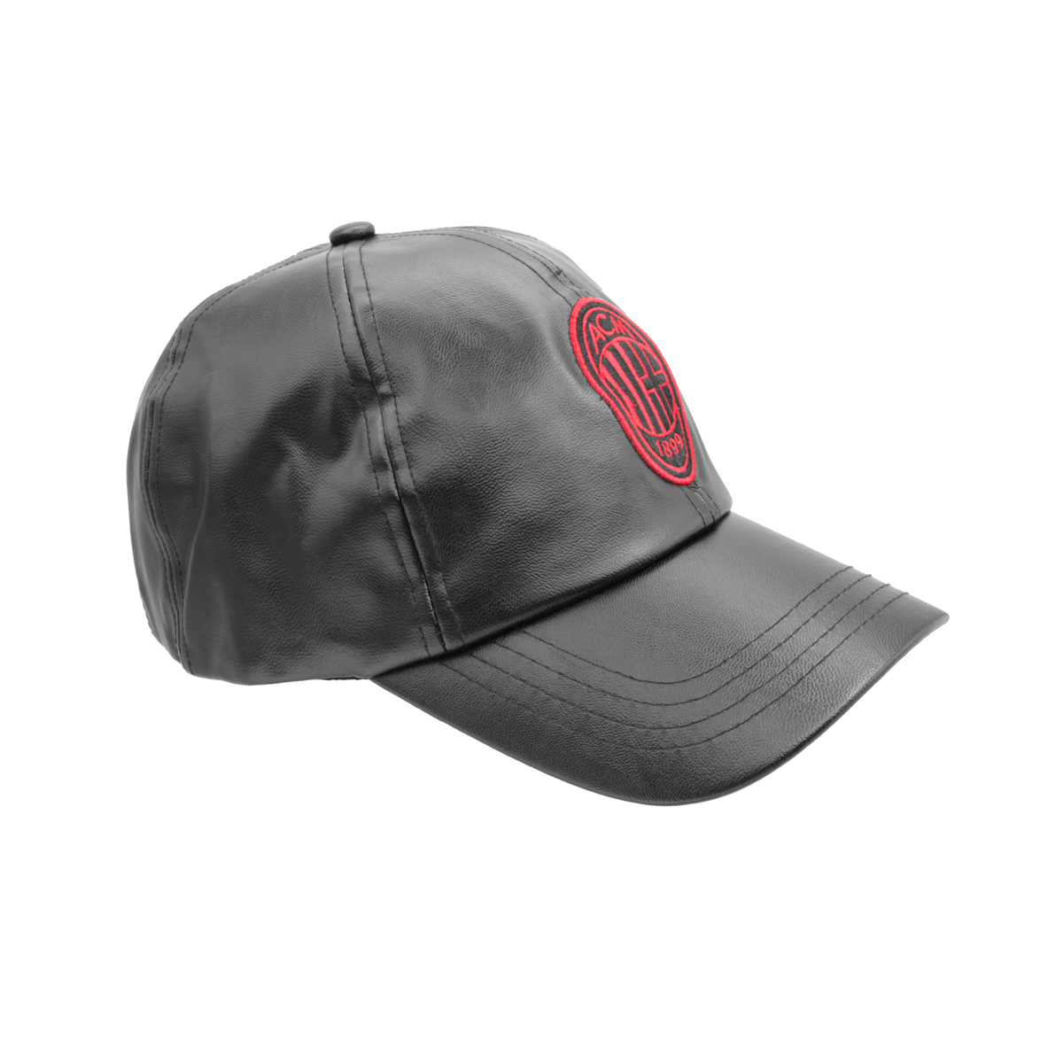 CAPPELLO BASEBALL ECOPELLE RICAMO ROSSO 100%PU MILAN