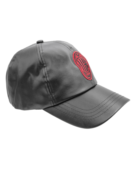CAPPELLO BASEBALL ECOPELLE RICAMO ROSSO 100%PU MILAN
