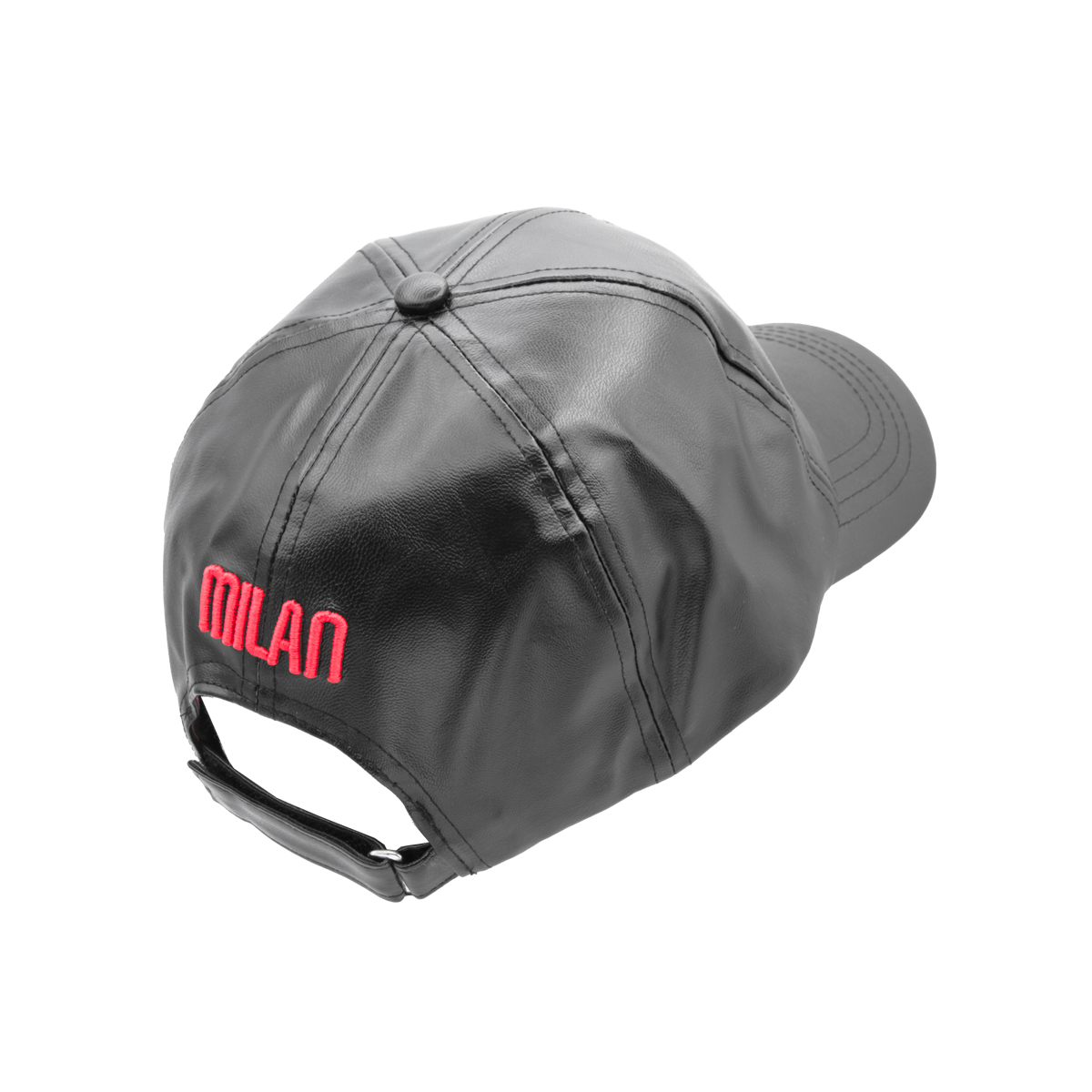 CAPPELLO BASEBALL ECOPELLE RICAMO ROSSO 100%PU MILAN