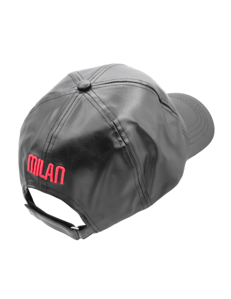 CAPPELLO BASEBALL ECOPELLE RICAMO ROSSO 100%PU MILAN