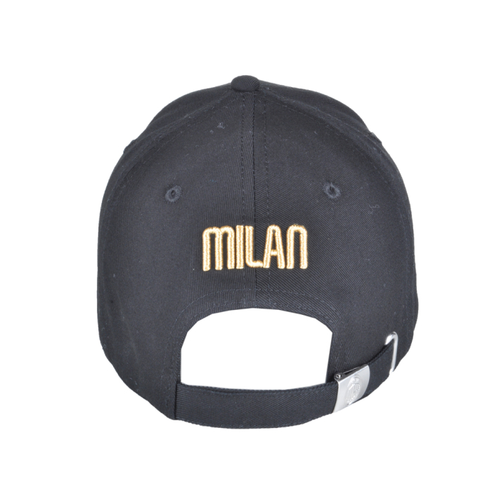 CAPPELLO BASEBALL COTONE LOGO RICAMO ORO 100%CO MILAN 2
