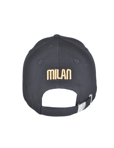 CAPPELLO BASEBALL COTONE LOGO RICAMO ORO 100%CO MILAN