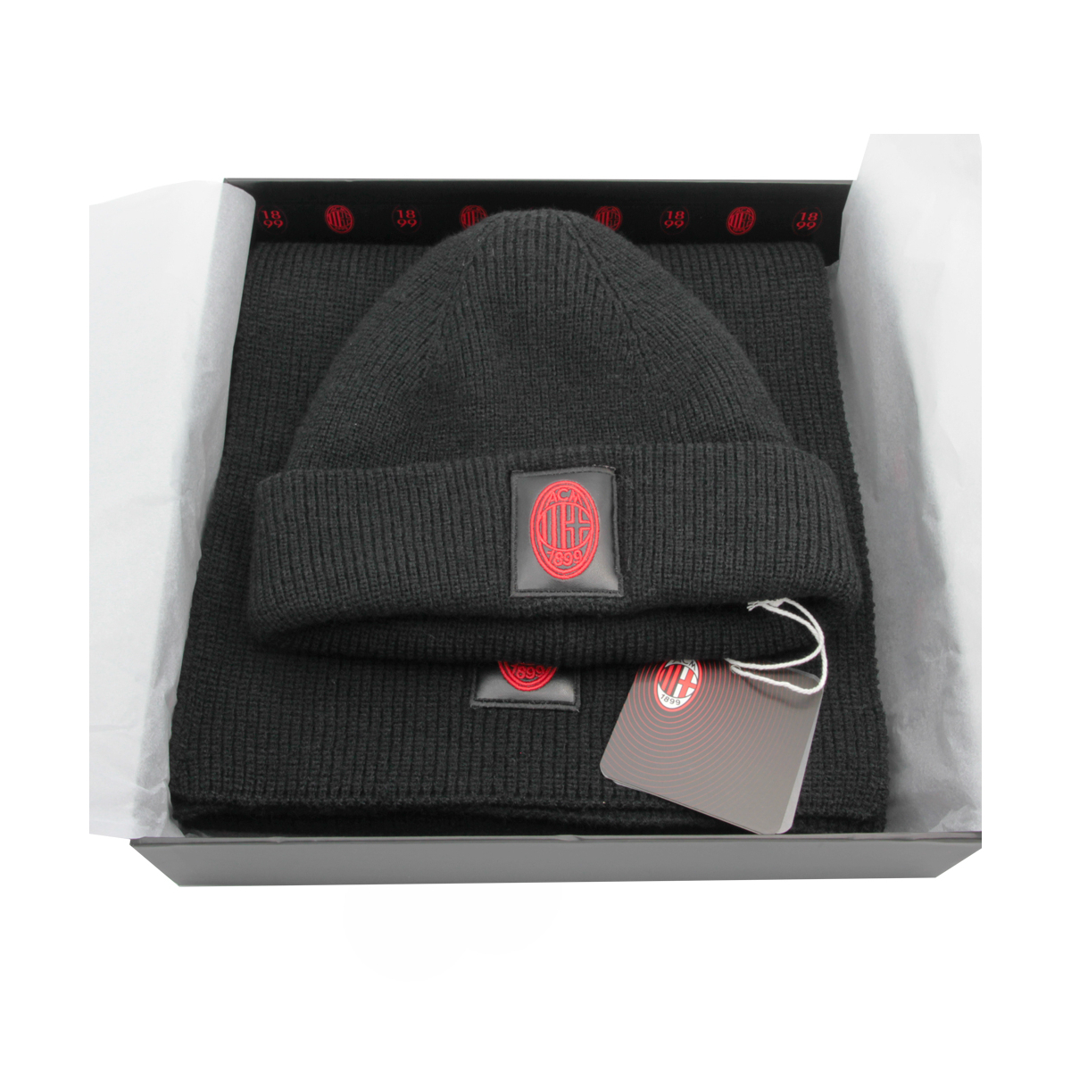 SET SCIARPA E CAPPELLO CON RICAMO IN BOX 47%PC 31%PL 22%NY MILAN