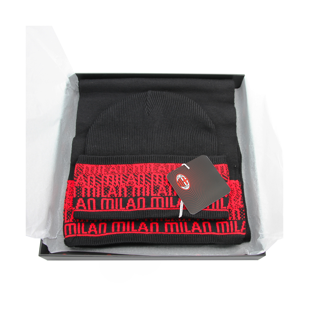 SET SCIARPA E CAPPELLO SKIPPER JACQUARD LOGATO 52%VI 30%PL 18%PA MILAN IN BOX