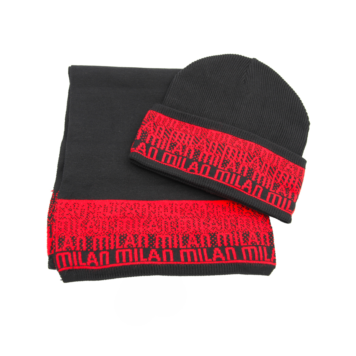 SET SCIARPA E CAPPELLO SKIPPER JACQUARD LOGATO 52%VI 30%PL 18%PA MILAN IN BOX