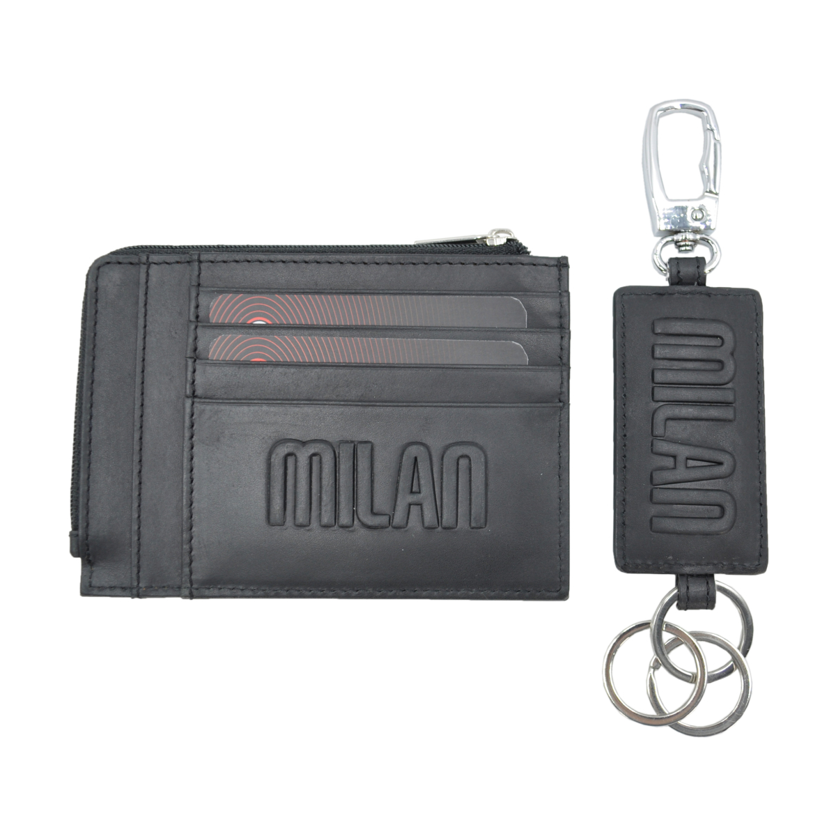 PARURE PORTACARTE E PORTACHIAVI 100% PELLE MILAN