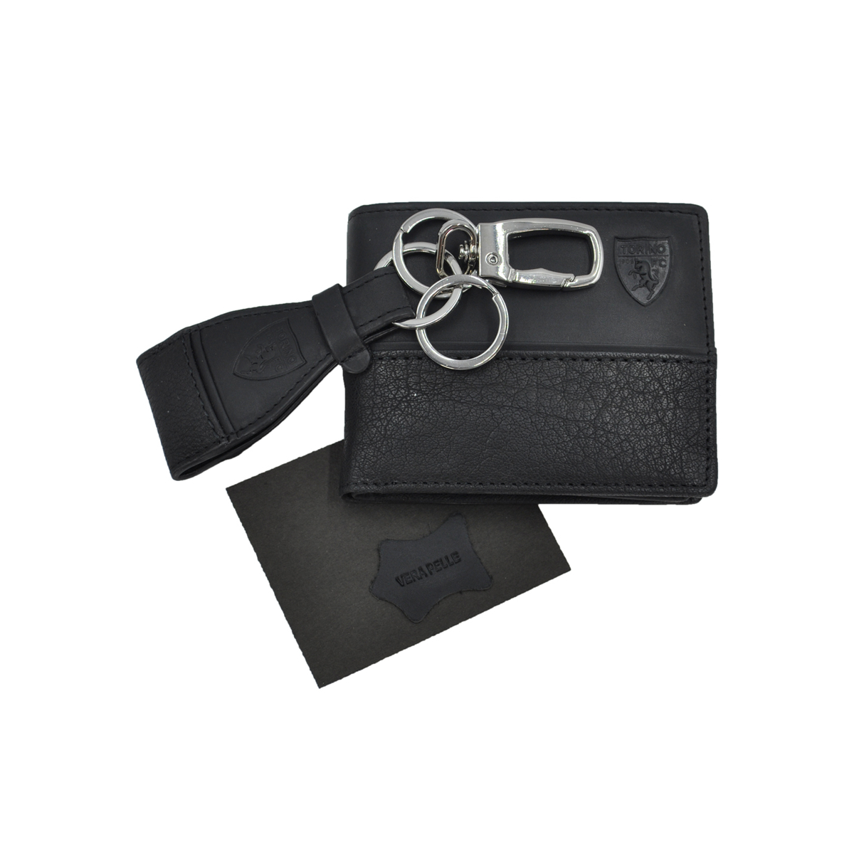 PARURE PORTAFOGLIO SLIM E PORTACHIAVI 100%PELLE TORINO