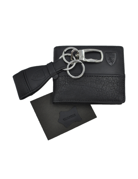 PARURE PORTAFOGLIO SLIM E PORTACHIAVI 100%PELLE TORINO