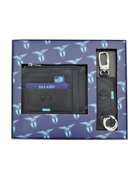 PARURE PORTACARTE E PORTACHIAVI 100% PELLE LAZIO