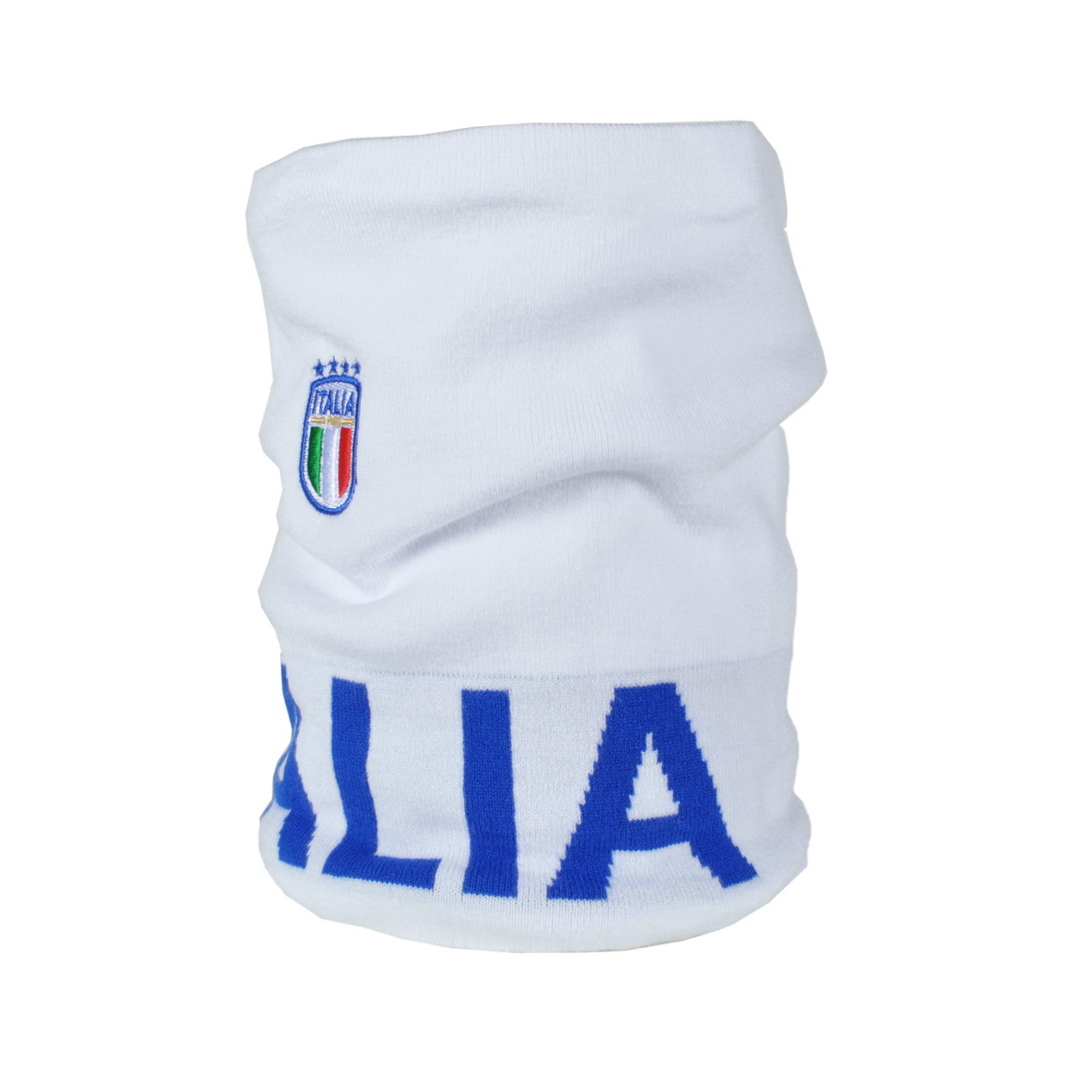 SCALDACOLLO BIANCO JACQUARD AZZURRO 52%VI 30%PL 18%PA ITALIA