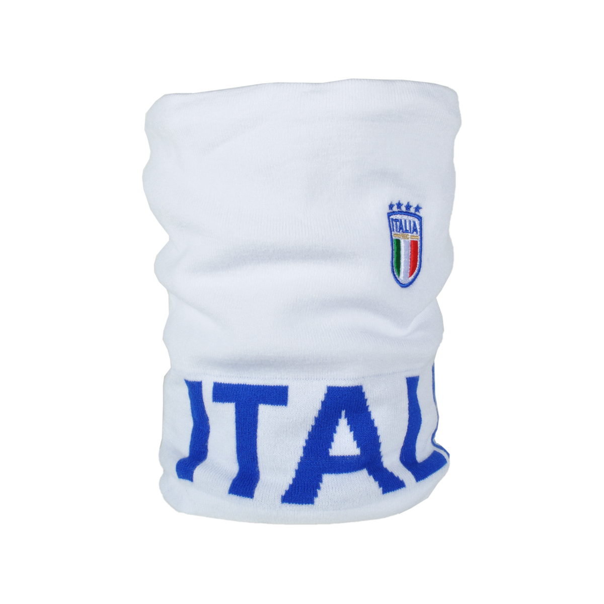 SCALDACOLLO BIANCO JACQUARD AZZURRO 52%VI 30%PL 18%PA ITALIA