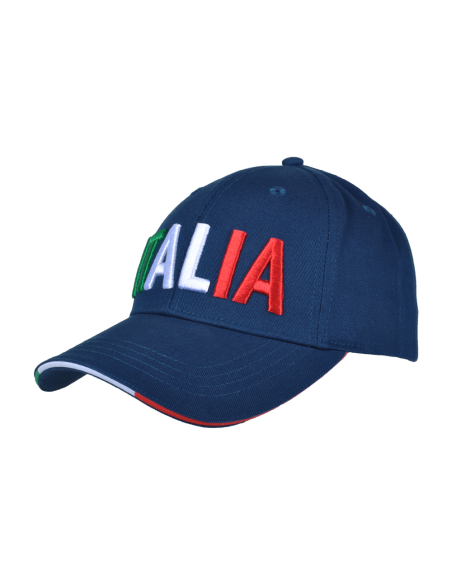 CAPPELLO BASEBALL NAVY CON RICAMO TRICOLORE 100%CO ITALIA