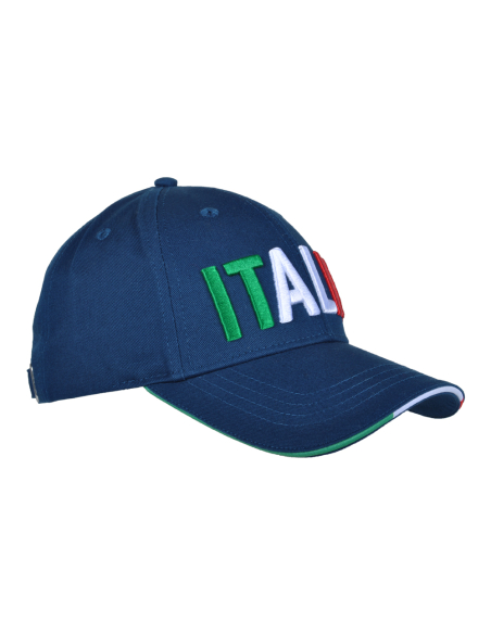 CAPPELLO BASEBALL NAVY CON RICAMO TRICOLORE 100%CO ITALIA