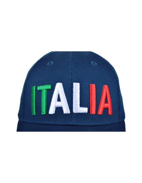 CAPPELLO BASEBALL NAVY CON RICAMO TRICOLORE 100%CO ITALIA