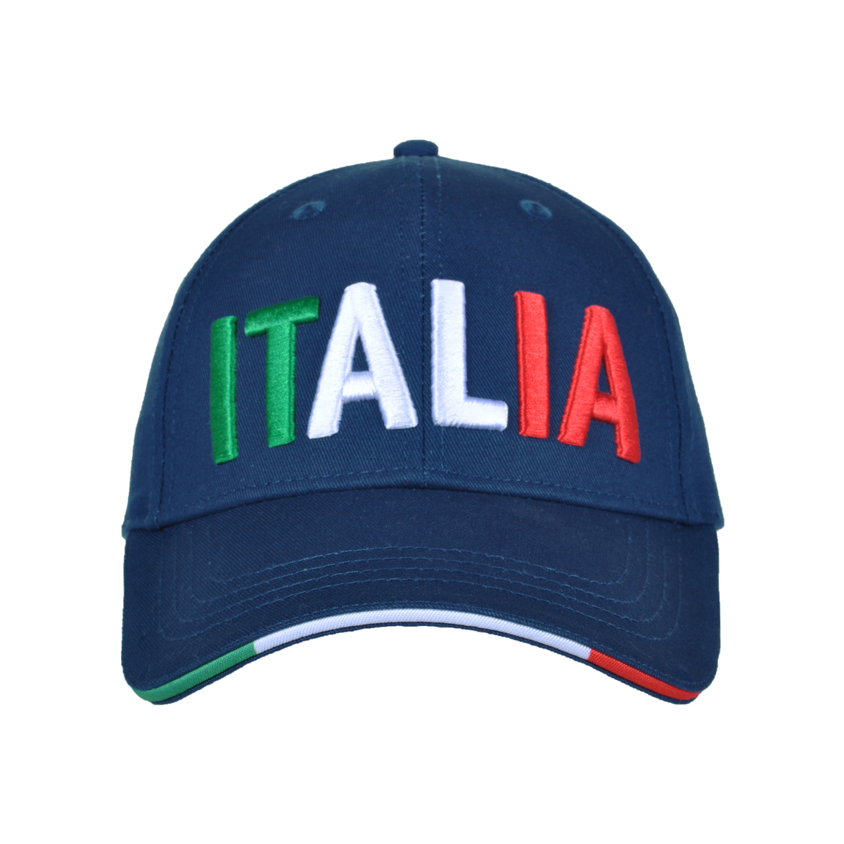 CAPPELLO BASEBALL NAVY CON RICAMO TRICOLORE 100%CO ITALIA