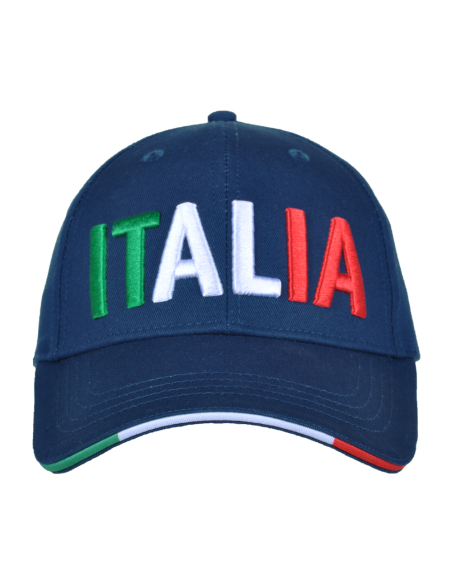 CAPPELLO BASEBALL NAVY CON RICAMO TRICOLORE 100%CO ITALIA