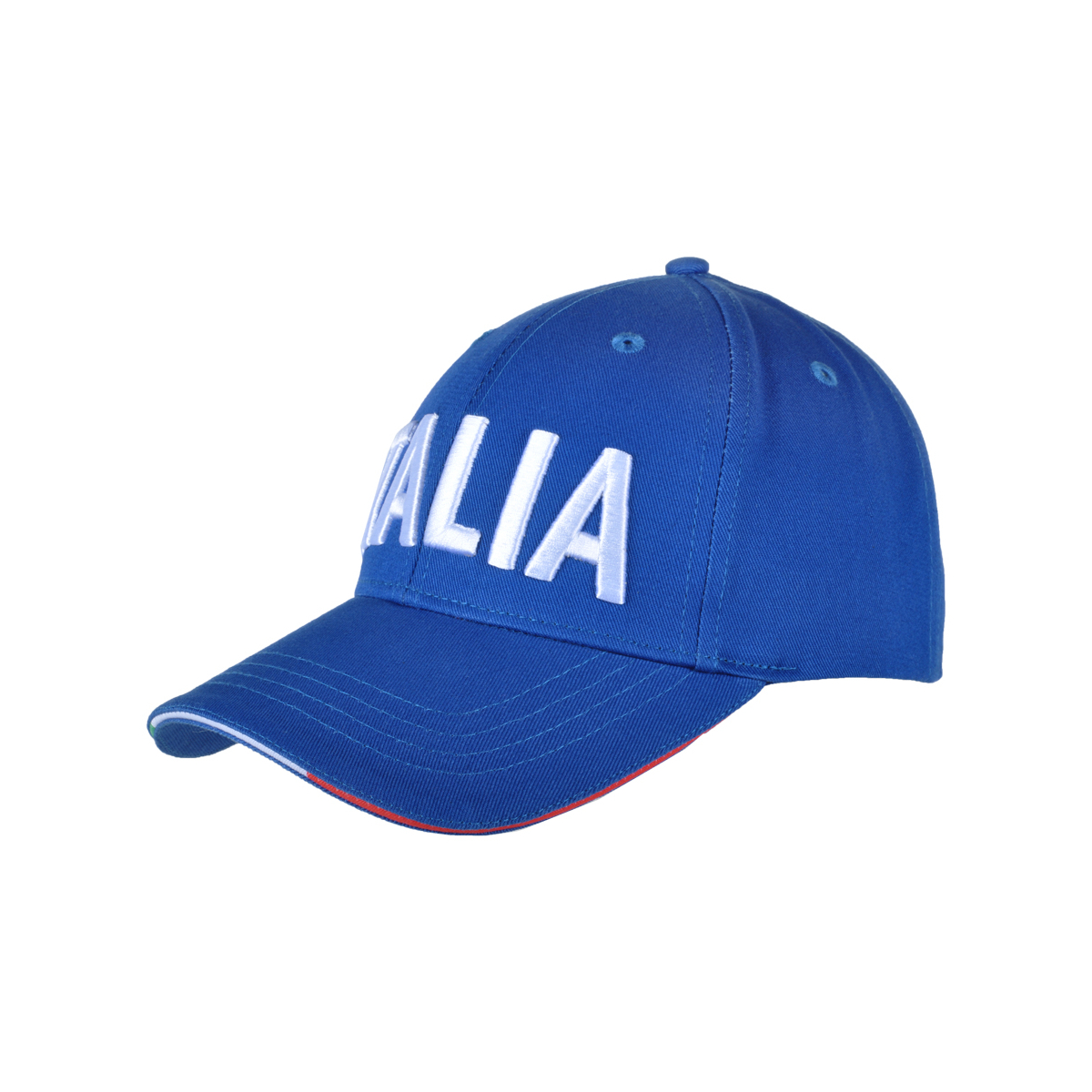 CAPPELLO BASEBALL AZZURRO CON RICAMO BIANCO 100%CO ITALIA