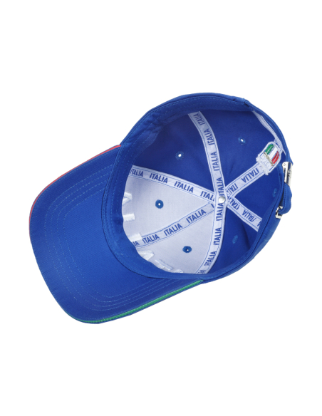 CAPPELLO BASEBALL AZZURRO CON RICAMO BIANCO 100%CO ITALIA