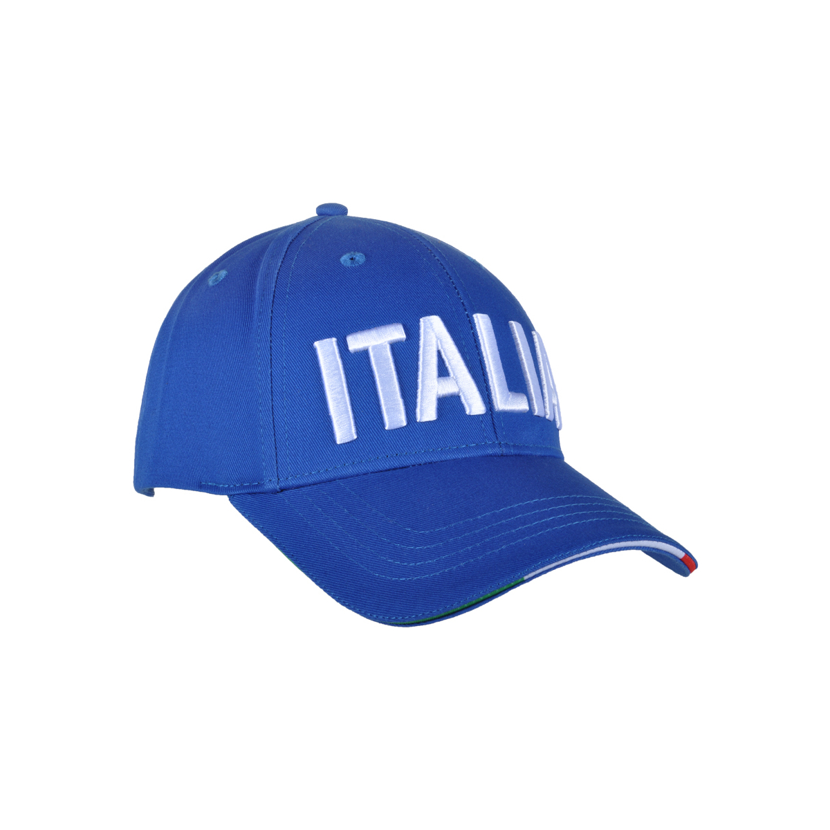 CAPPELLO BASEBALL AZZURRO CON RICAMO BIANCO 100%CO ITALIA