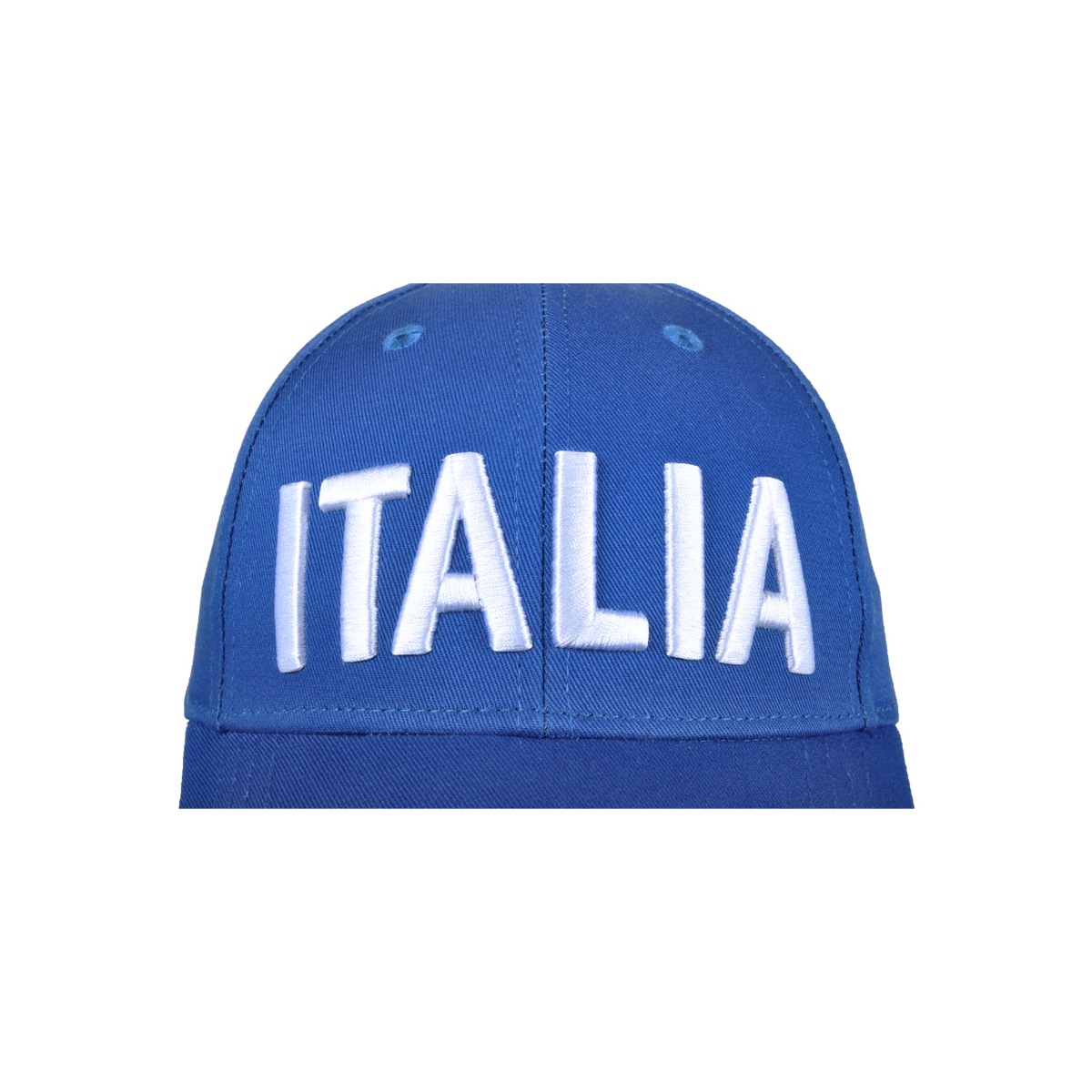 CAPPELLO BASEBALL AZZURRO CON RICAMO BIANCO 100%CO ITALIA