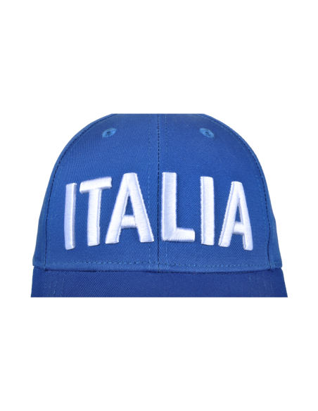 CAPPELLO BASEBALL AZZURRO CON RICAMO BIANCO 100%CO ITALIA