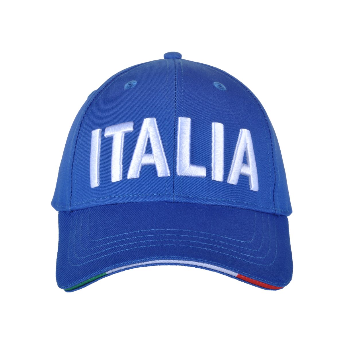 CAPPELLO BASEBALL AZZURRO CON RICAMO BIANCO 100%CO ITALIA