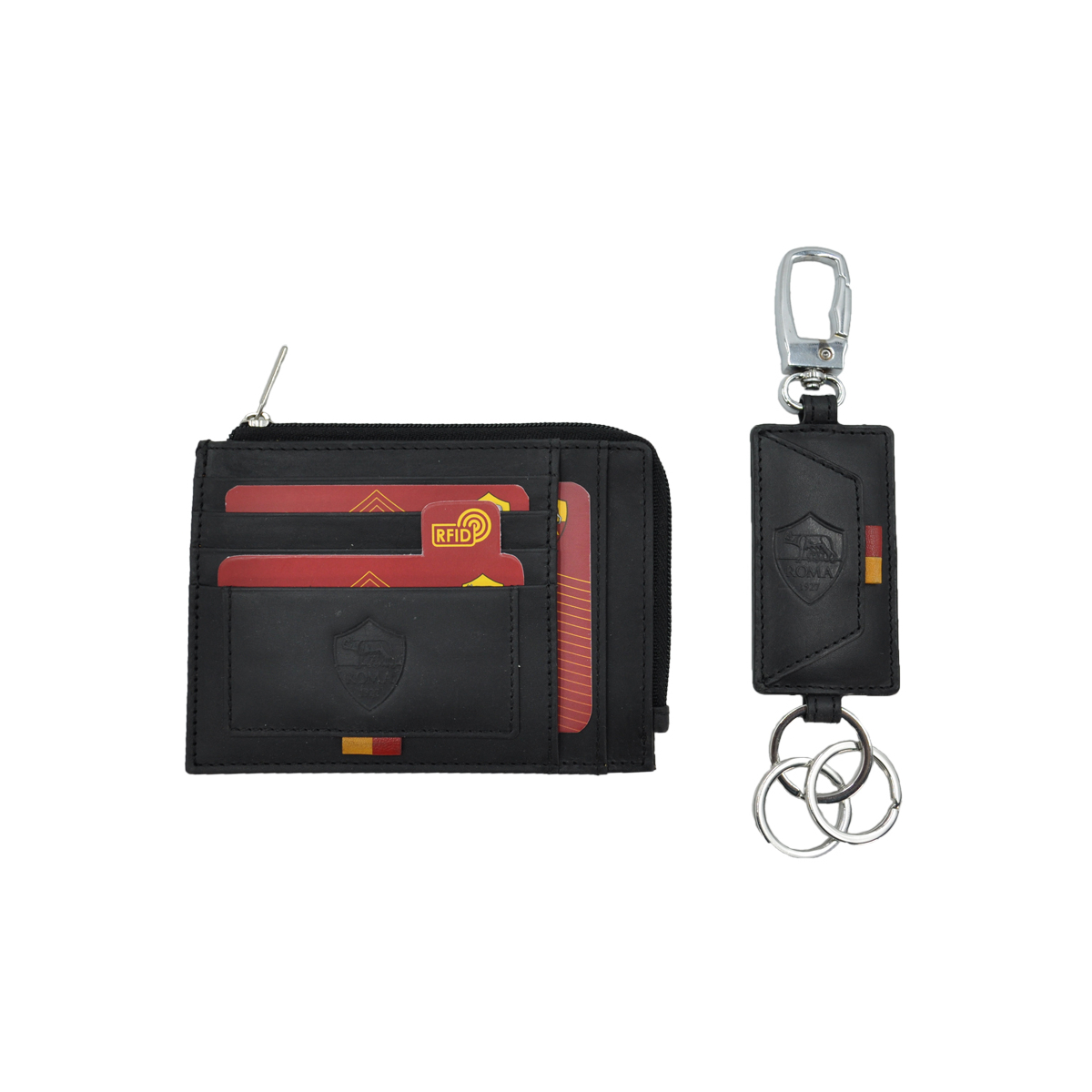 PARURE PORTACARTE E PORTACHIAVI 100% PELLE ROMA