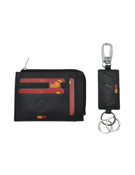 PARURE PORTACARTE E PORTACHIAVI 100% PELLE ROMA
