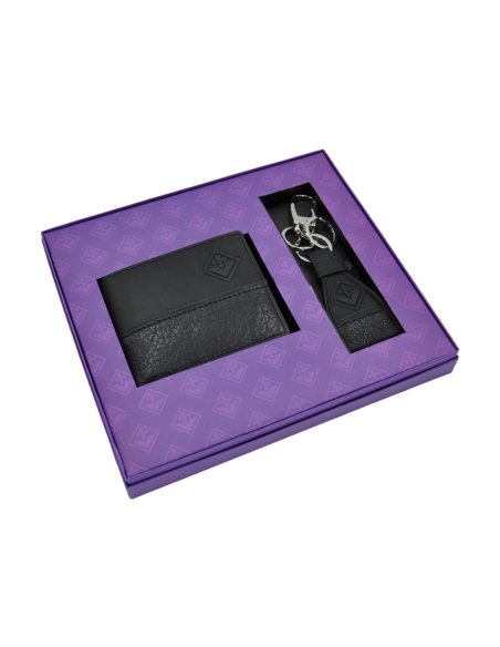 PARURE PORTAFOGLIO SLIM E PORTACHIAVI 100%PELLE FIORENTINA